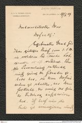 Nachlass Franz Steindachner, Brief von N. Post an Franz Steindachner (27.02.1907), Inv.Nr. 404.06, Seite 1
